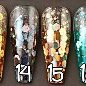 13 à 16. Glitter flakes couleur