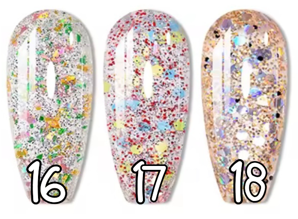 16 à 18. Glitter glossy
