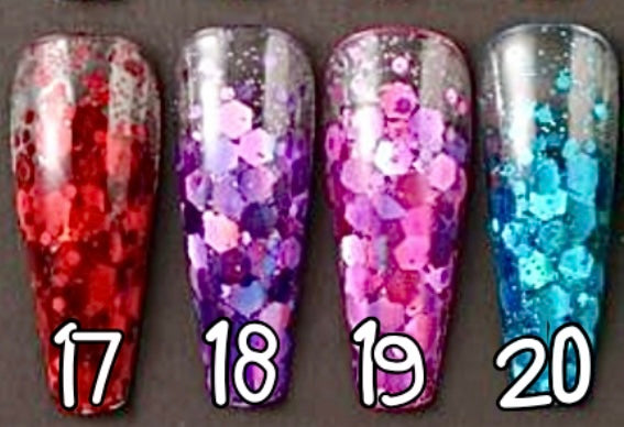 17 à 20. Glitter flakes couleur