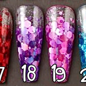 17 à 20. Glitter flakes couleur