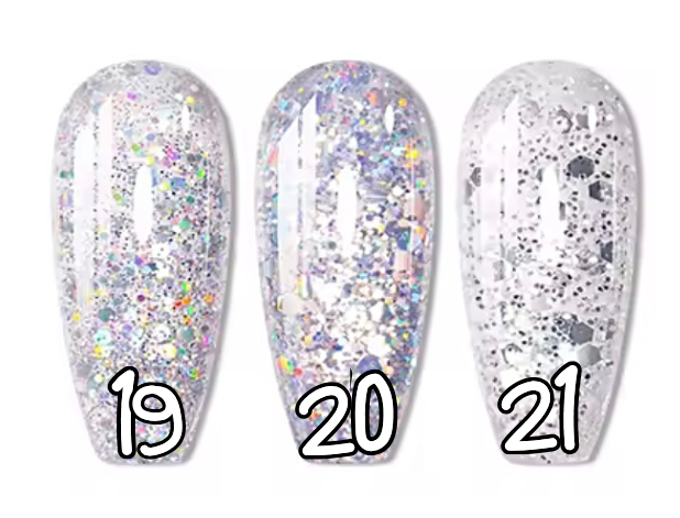 19 à 21. Glitter glossy