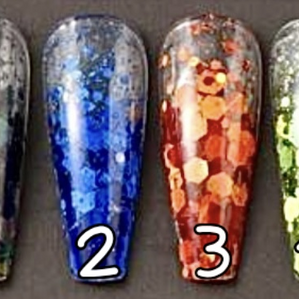 1 à 4. Glitter flakes couleur