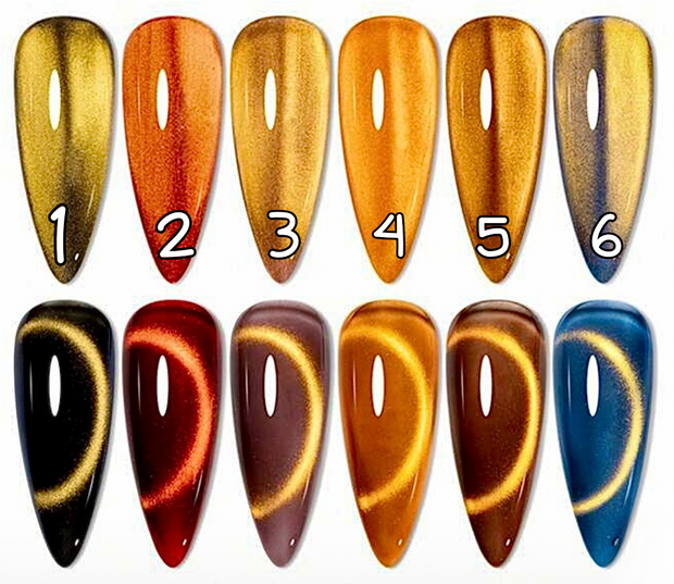 1 à 6. Cat eyes ambre