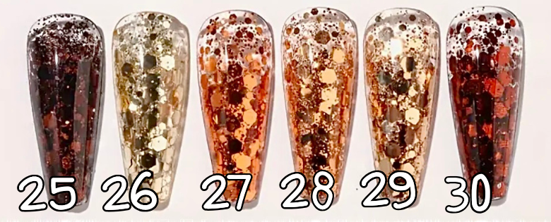 25 à 30. Glitter flakes couleur