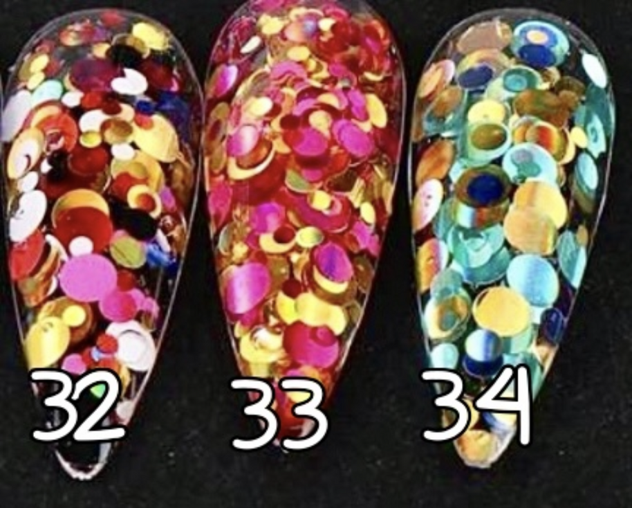 32 à 34. Glitter confettis