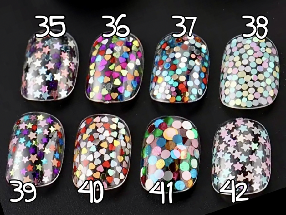 35 à 42. Glitter motifs