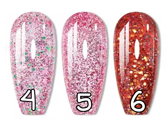 4 à 6. Glitter glossy