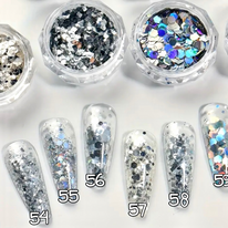 54 à 59. Glitter flakes argent