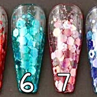 5 à 6. Glitter flakes couleur