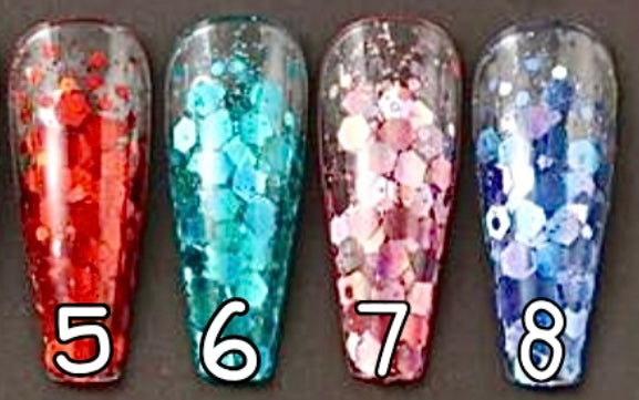 5 à 6. Glitter flakes couleur