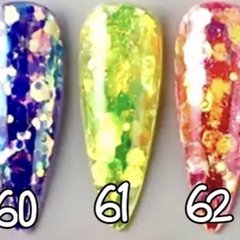 60 à 62. Glitter flakes néon