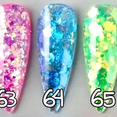 63 à 65. Glitter flakes néon