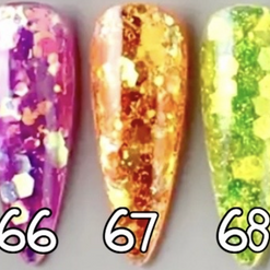 66 à 68. Glitter flakes néon