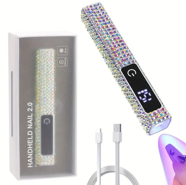 Mini lampe UV strass Argent