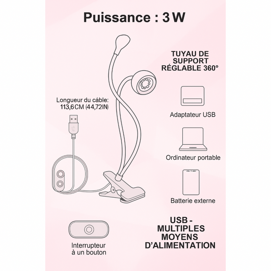 Lampe UV accordéon Rose