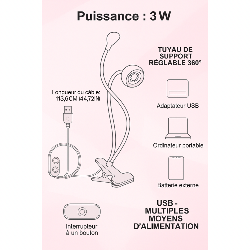 Lampe UV accordéon Rose